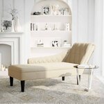 vidaXL Fauteuil long avec coussin et accoudoir droit crème tissu