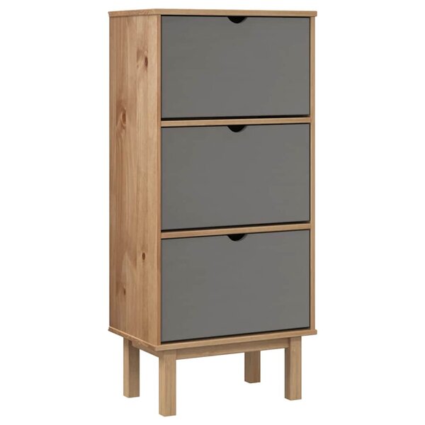 vidaXL Armoire à chaussures OTTA et 3 tiroirs Marron et gris Bois pin