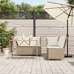 vidaXL Salon de jardin avec coussins 3 Pièces beige résine tressée