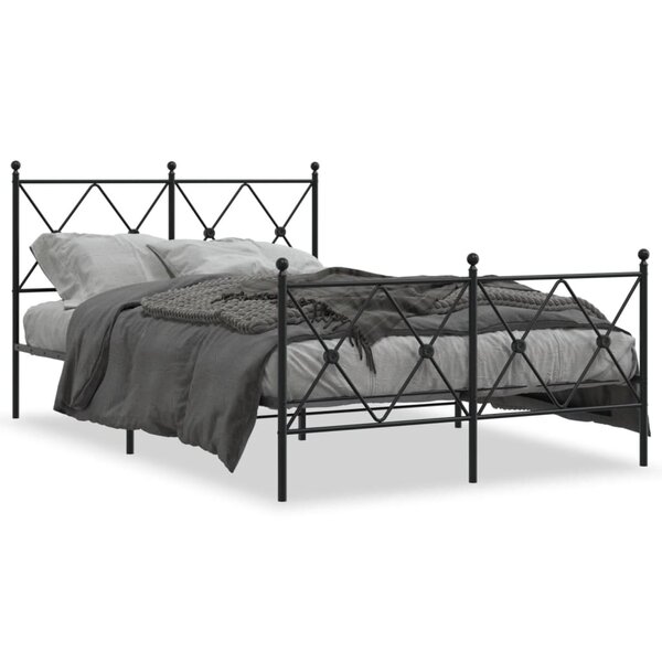 vidaXL Cadre de lit métal sans matelas avec pied de lit noir 120x200cm