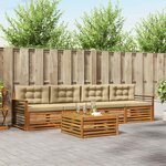 vidaXL Ensemble de canapés d'extérieur 5 pc Naturel et Beige