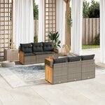vidaXL Salon de jardin avec coussins 7 Pièces gris résine tressée