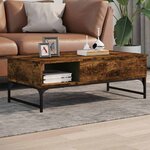 vidaXL Table basse chêne fumé 100x50x35 cm bois d'ingénierie et métal