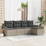vidaXL Ensemble de canapé de jardin 5 Pièces Gris clair Poly rotin