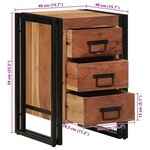 vidaXL Cabinet de chevet Marron 40 x 40 x 59 cm Bois d'acacia massif