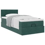 vidaXL Cadre de lit ottoman avec matelas vert foncé 80x200 cm velours