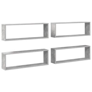 vidaXL Étagères cube murales 4 Pièces gris béton bois d'ingénierie