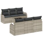 vidaXL Ensemble de Canapé de Jardin 7 Pièces avec Coussins Gris Clair Poly Rattan