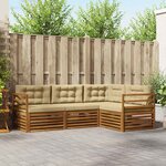 vidaXL Ensemble de canapés d'extérieur 4 Pièces Naturel et Beige