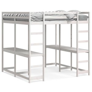 vidaXL Lit superposé et bureau et échelle 140x200cm bois de pin massif