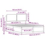 vidaXL Cadre de lit avec tête de lit rembourrée Gris foncé