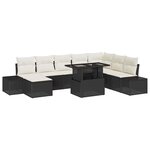 vidaXL Ensemble de canapé de jardin 9 Pièces Noir Poly rotin