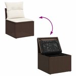vidaXL Salon de jardin avec coussins 9 Pièces marron résine tressée