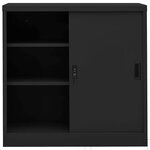 Armoire de bureau porte coulissante 90 x 40 x 90 cm robuste avec serrure et étagères réglables en acier anthracite 02_0046813