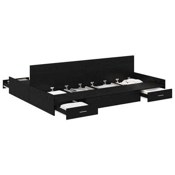 vidaXL Cadre de lit avec rangement avec tiroir Chêne noir 140 x 200 cm