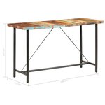 vidaXL Table de bar 180x70x107 cm Bois de récupération solide