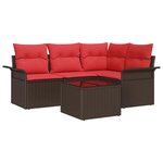 vidaXL Ensemble de canapé de jardin 5 Pièces Marron Poly rotin