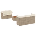 vidaXL Salon de jardin avec coussins 6 Pièces beige résine tressée