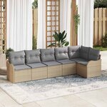 vidaXL Ensemble de canapé de jardin 6 Pièces Beige Poly rotin