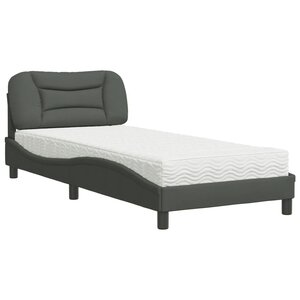 vidaXL Lit avec matelas Hvar gris foncé 90x200 cm tissu