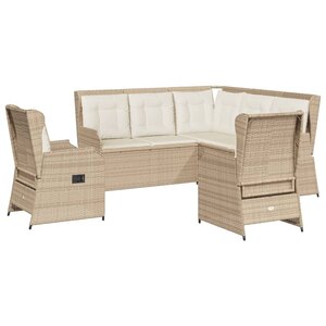 vidaXL Salon de jardin avec coussins 5 Pièces beige résine tressée