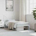 vidaXL Cadre de lit métal sans matelas avec tête de lit blanc 80x200cm