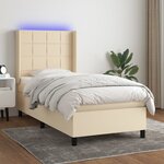 vidaXL Sommier à lattes de lit matelas et LED Crème 90x190 cm Tissu