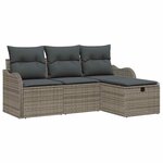 vidaXL Ensemble de canapé de jardin avec coussin 4 Pièces Gris Poly rotin
