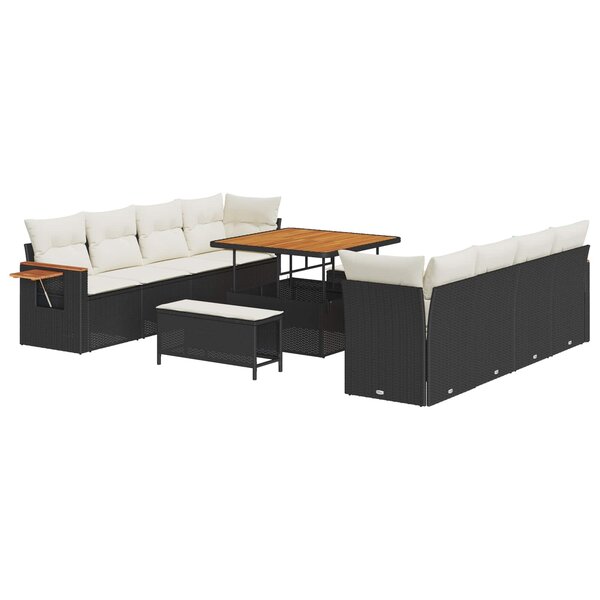 vidaXL Ensemble de canapé de jardin 11 Pièces Noir polyrotin