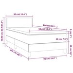 vidaXL Sommier à lattes de lit avec matelas et LED Gris clair 90x200cm