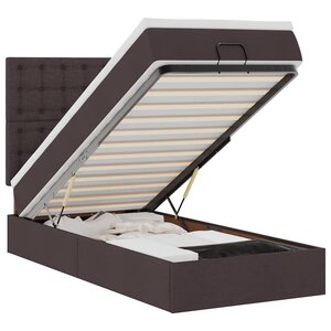 vidaXL Lit ottoman avec matelas et LED marron foncé 90x200 cm tissu