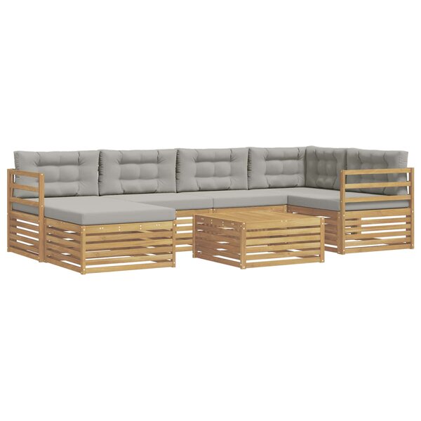 vidaXL Ensemble de canapés d'extérieur 7 pc Blanc et gris clair