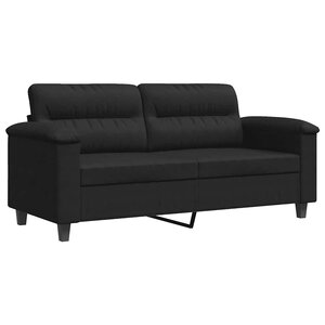 vidaXL Canapé à 2 places Noir 140 cm Tissu microfibre