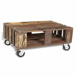 vidaXL Table basse avec 4 roulettes Bois recyclé