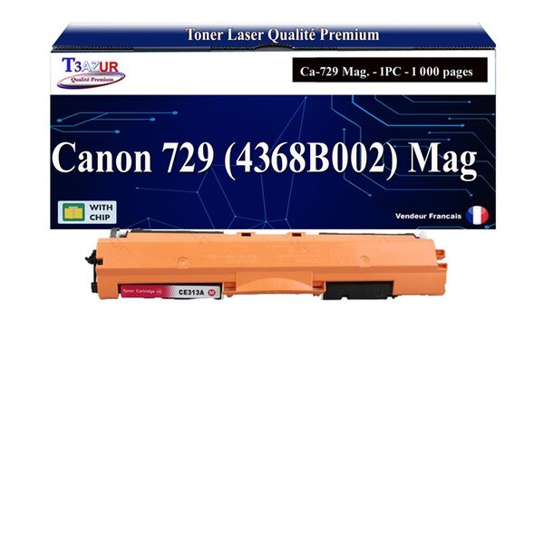 T3AZUR -Toner compatible avec Canon 729 (4368B002) pour Canon LBP7010C  LBP7018C - Magenta