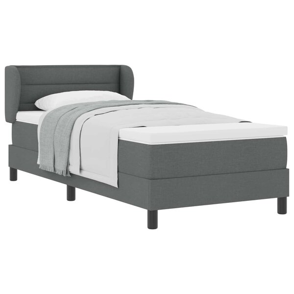 vidaXL Lit à ressorts avec matelas Gris foncé 80 x 200 cm tissu