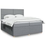 vidaXL Sommier à lattes de lit avec matelas Gris clair 200x200cm Tissu