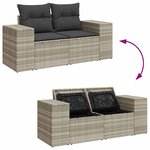 vidaXL Salon de jardin 9 Pièces avec coussins gris clair résine tressée