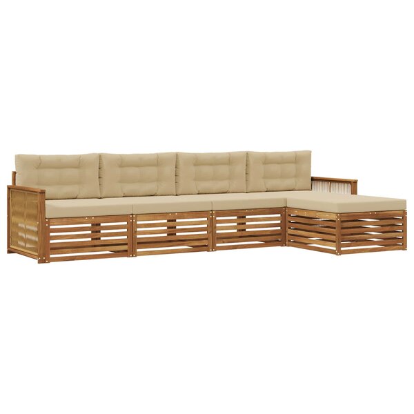vidaXL Ensemble de canapés d'extérieur 5 Pièces Naturel et Beige