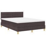 vidaXL Lit avec sommier et matelas & LED marron foncé 140x200 cm Tissu