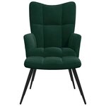 vidaXL Chaise de relaxation avec tabouret Vert foncé Velours