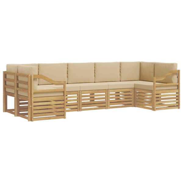 vidaXL Ensemble de canapés d'extérieur 7 pc Blanc et Beige Polyester