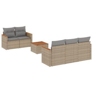 vidaXL Salon de jardin avec coussins 6 Pièces beige résine tressée