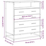 vidaXL Commode chêne fumé 70x41x83 5 cm bois d'ingénierie