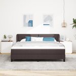 Lit Box Spring avec Matelas marron foncé 180x200 cm en tissu