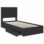 vidaXL Lit de Rangement avec tiroir Noir 90 x 190 cm Bois d'ingénierie