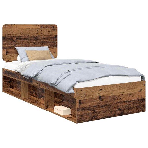 vidaXL Cadre de lit Bois ancien 90 x 190 cm Bois de pin massif