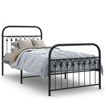 vidaXL Cadre de lit métal sans matelas avec pied de lit noir 90x200 cm