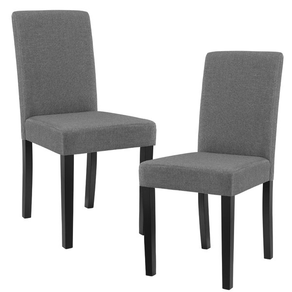 Set de 2 chaises de salle à manger rembourrées en tissu polyester 90 cm gris et noir 03_0003635