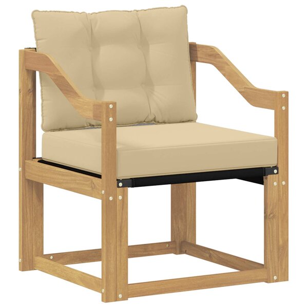 vidaXL Canapé d’extérieur Bois d'Acacia Massif Blanc et beige